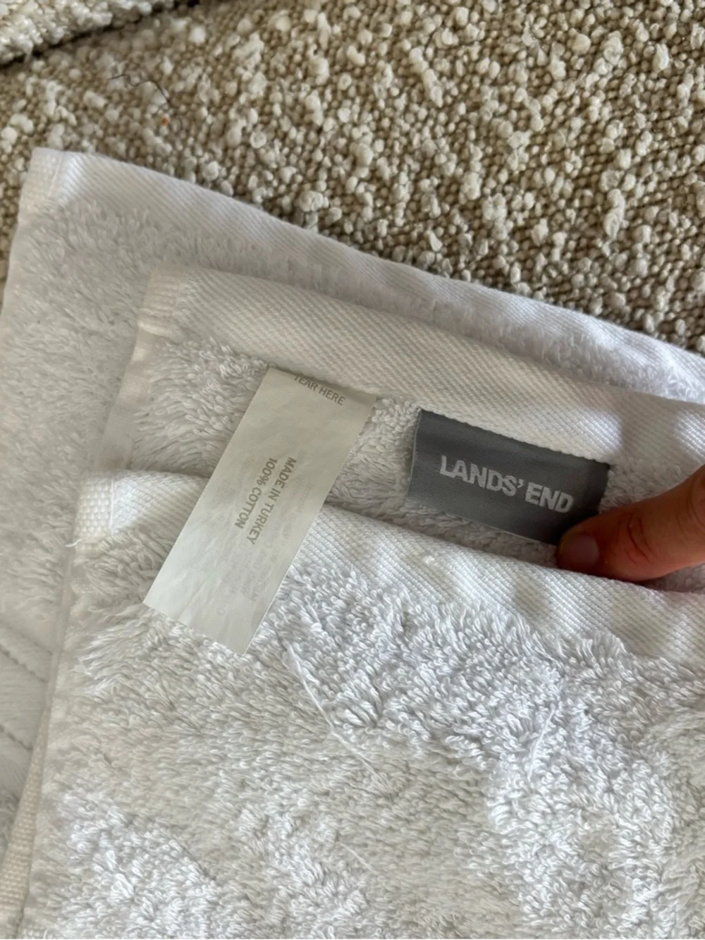 Lands End | Plush White Bath Towel Set | 100% Cotton Turkish